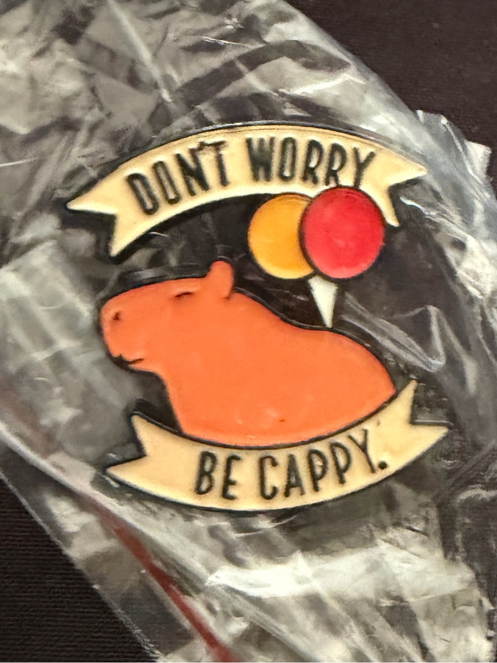 “Don’t worry be cappy” Capybara Enamel Pin